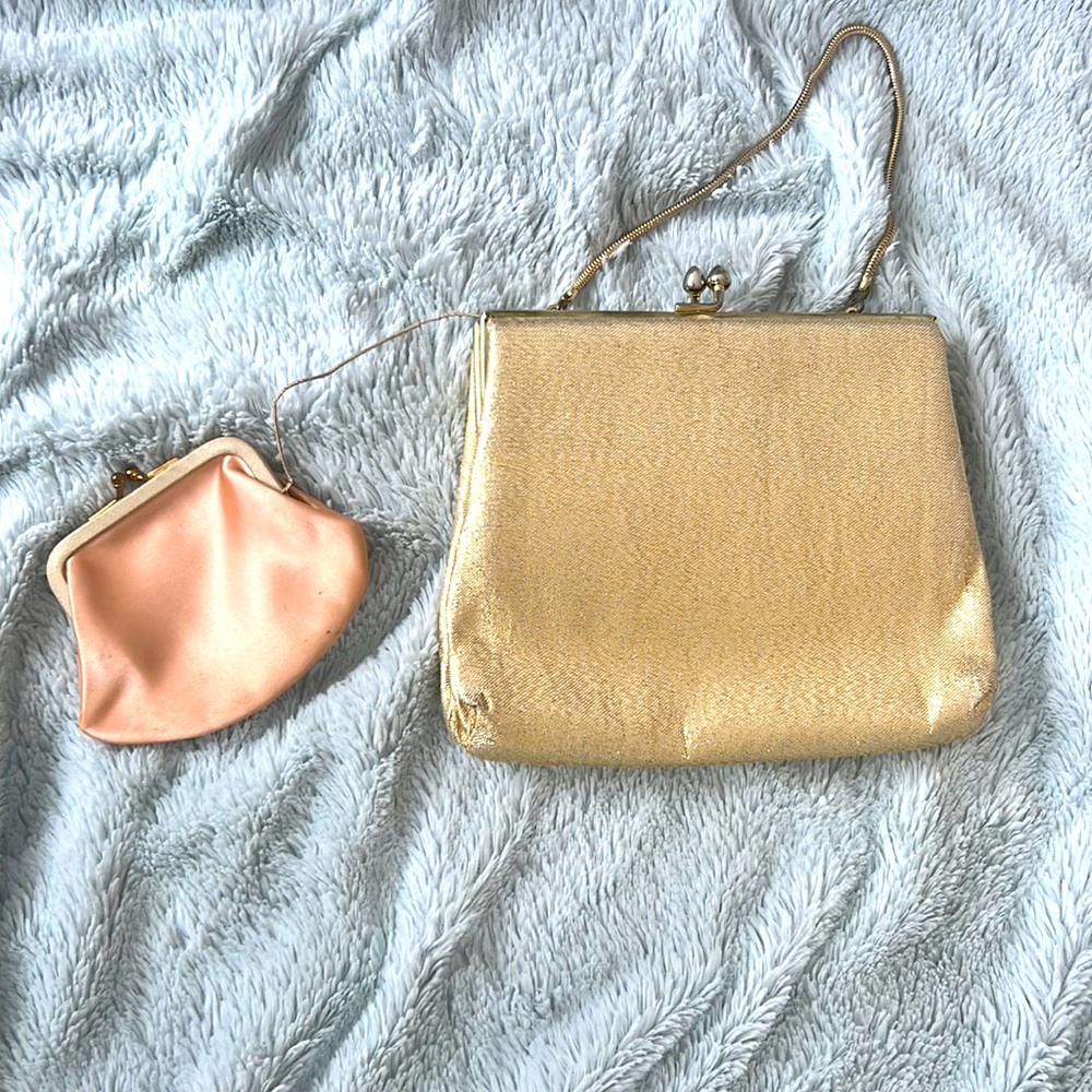Vintage Harry Levine (HL) clutch with attached silk coin purse